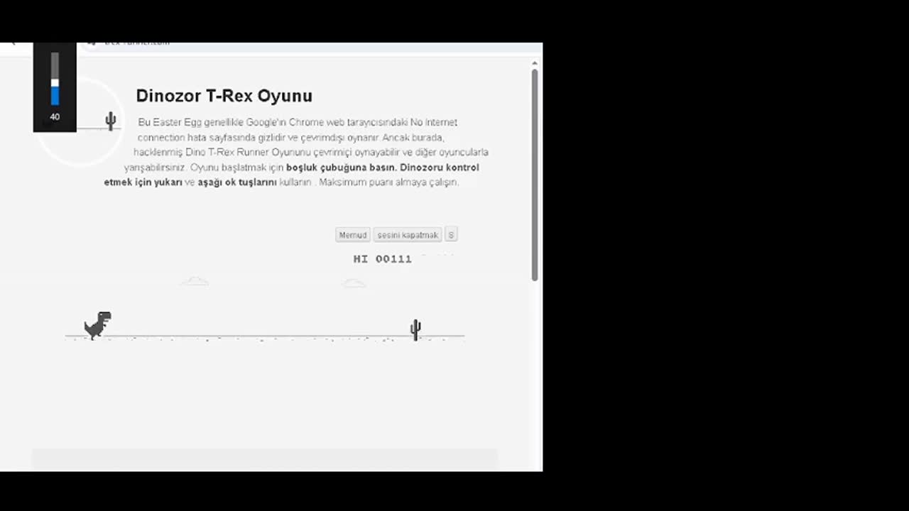 Dino Oyunu İçinden Geçme Challenge