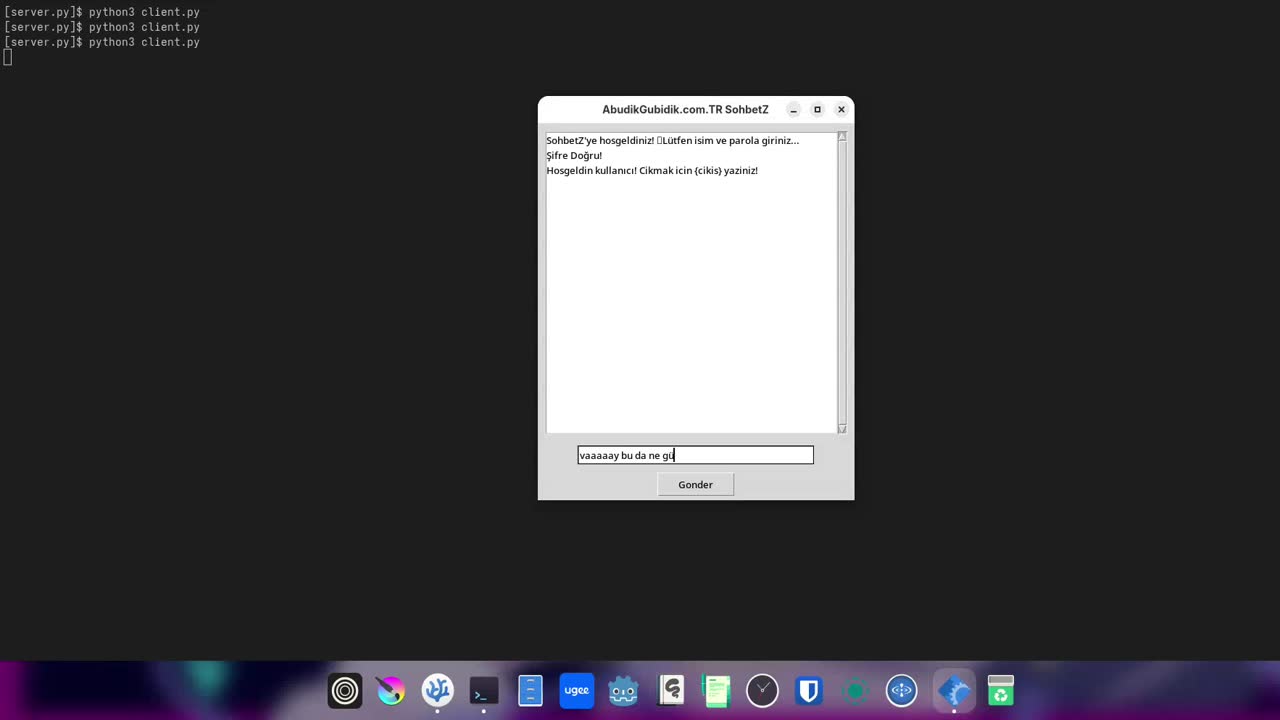 sohbet uygulaması yaptım