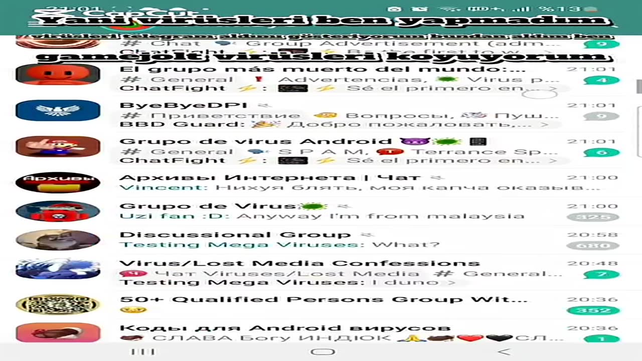 bunlar benim gruplarımız yani